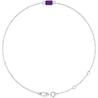 14K White Natural Amethyst 6 1/2-7 1/2" Bracelet