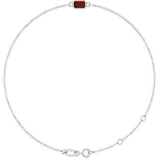 14K White Natural Mozambique Garnet 6 1/2-7 1/2" Bracelet