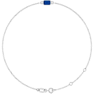 14K White Natural Blue Sapphire 6 1/2-7 1/2" Bracelet