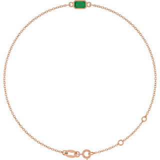 14K Rose Lab-Grown Emerald 6 1/2-7 1/2" Bracelet