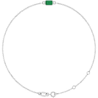 14K White Natural Emerald 6 1/2-7 1/2" Bracelet