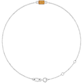 14K White Natural Citrine 6 1/2-7 1/2" Bracelet