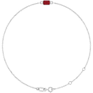 14K White Lab-Grown Ruby 6 1/2-7 1/2" Bracelet
