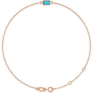 14K Rose Natural Aquamarine 6 1/2-7 1/2" Bracelet