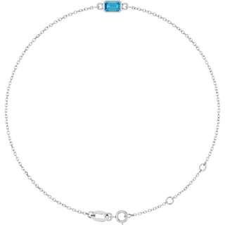 14K White Natural Blue Zircon 6 1/2-7 1/2" Bracelet