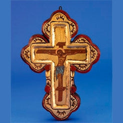 BYZANTINE HAND PAINTED CROSS ON CANVAS