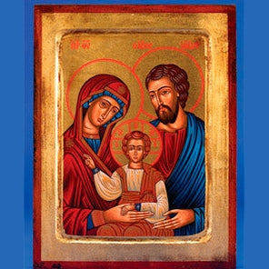 The Holy Family Icon-Hand Carved and Painted - SALE