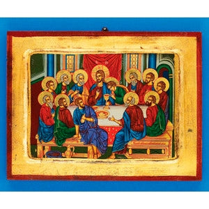 Last Supper 12x9 Icon- Horizontal Hand Painted Gold Leaf