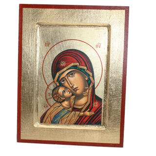 Glikofilousa Sweet Kissing Madonna - Gold Leaf - Hand Painted & Crafted in GREECE