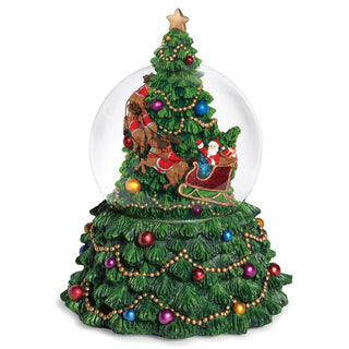 7.5-Inch Musical Tree Dome Santa & Deer Rotating - 100Mm