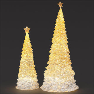 11 & 17-Inch 2-Piece Set Lighted Tree With Gold Glitter Ombre
