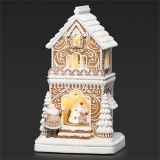19-Inch Lighted Musical House Tree Rotation - Gingerbread