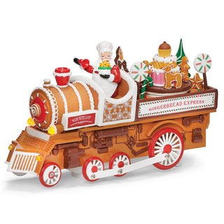 6.25-Inch Lighted Musical Train Rotating Wheels - Gingerbread