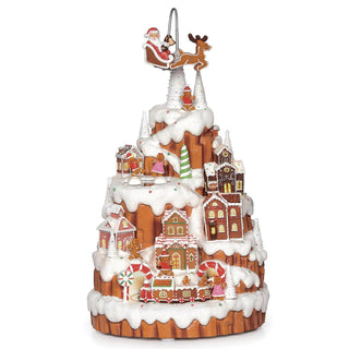 12.5-Inch Lighted Musical Town Gingerbread Mountain - Rotation