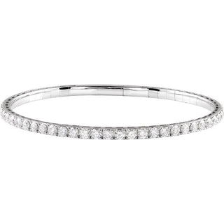 14K White 3 CTW Lab-Grown Diamond  Flexible Bangle 7" Bracelet