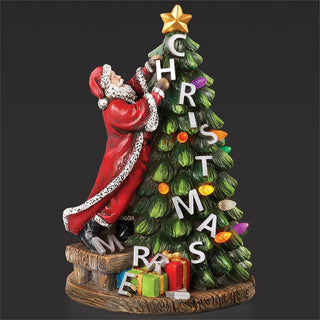 9-Inch Lighted Santa Decorating Christmas Tree
