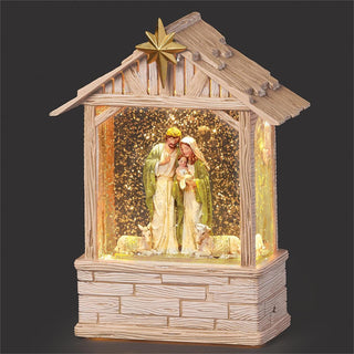 8.25-Inch Lighted Swirl Stable Holy Family Standing