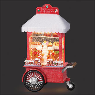 10.75-Inch Lighted Swirl Cart Gingerbread Shoppe - Bakery