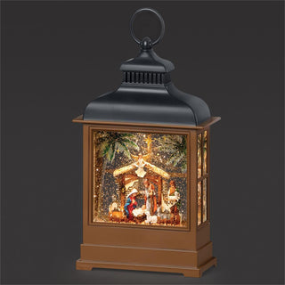 12.25-Inch Lighted Swirl Lantern Nativity
