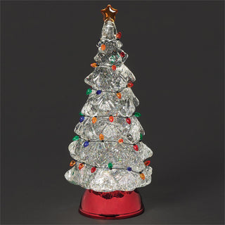 12.5-Inch Lighted Swirl Tree With String Bulbs And Red Base