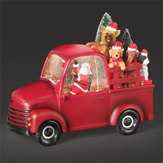 7.75-Inch Lighted Swirl Truck Dogs In Back - Santa Driver