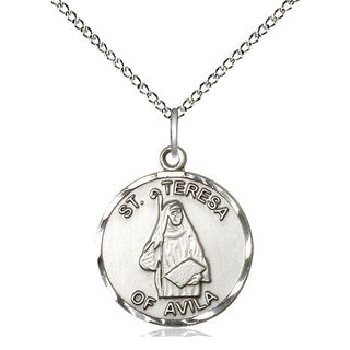 Sterling Silver Saint Theresa Medal Religious Jewelry