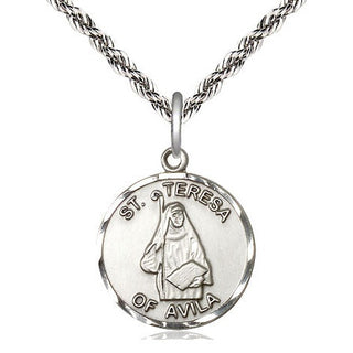 Sterling Silver Saint Theresa Medal Religious Jewelry
