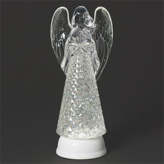 12-Inch Lighted Swirl Angel Faceted Skirt