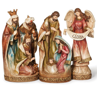 13-Inch 3-Piece St Nativity Hammered Collar - Holy Family, Three Kings, Angel
