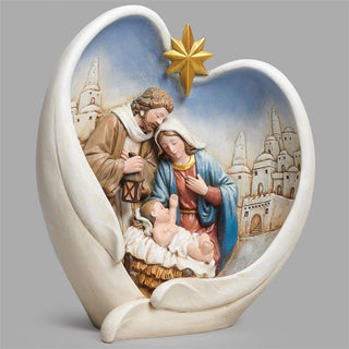 10-Inch Holy Family By City In Heart Wings