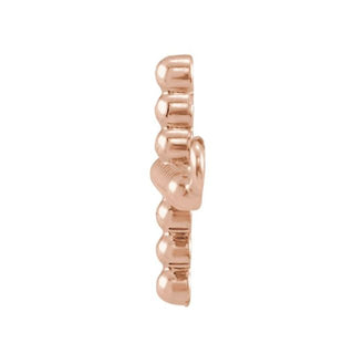 14K Rose 15.6x9.4 mm Sideways Beaded Cross Necklace Center