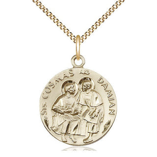 14kt Gold Filled Saints Cosmas & Damian Medal Catholic Jewelry