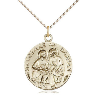 14kt Gold Filled Saints Cosmas & Damian Medal Catholic Jewelry