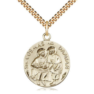 14kt Gold Filled Saints Cosmas & Damian Medal Catholic Jewelry