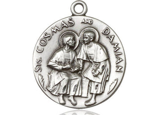 Sterling Silver Saints Cosmas & Damian Medal Catholic Jewelry