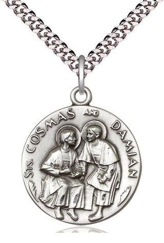 Sterling Silver Saints Cosmas & Damian Medal Catholic Jewelry