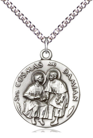 Sterling Silver Saints Cosmas & Damian Medal Catholic Jewelry