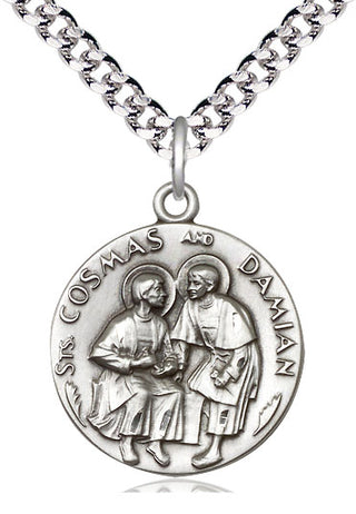 Sterling Silver Saints Cosmas & Damian Medal Catholic Jewelry