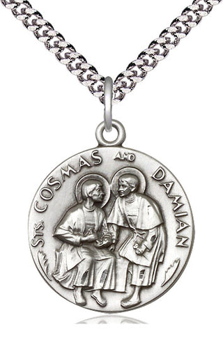 Sterling Silver Saints Cosmas & Damian Medal Catholic Jewelry