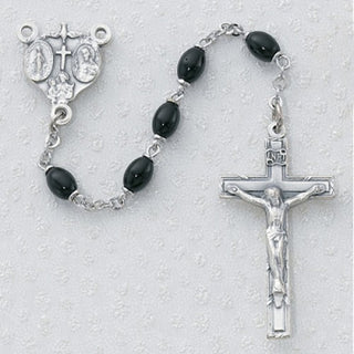 4X6MM Black Glass Oval Rosary