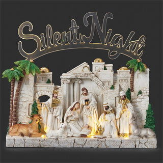 11-Inch Lighted Nativity Silent Night Scene