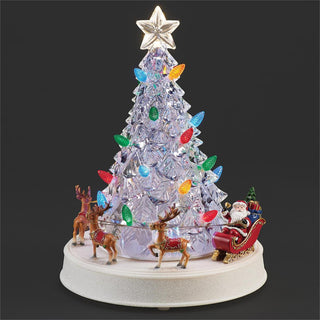 12-Inch Lighted Musical Tree With Santa And Reindeer Rotation