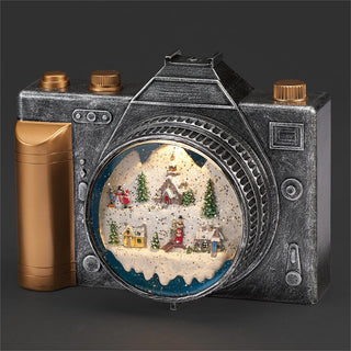 8-Inch Lighted Swirl Camera Snow Village Scene