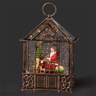 11-Inch Lighted Swirl Gazebo With Santa Painting Train - Dogs