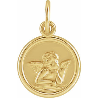 14K Yellow 12 mm Cherub Angel Pendant