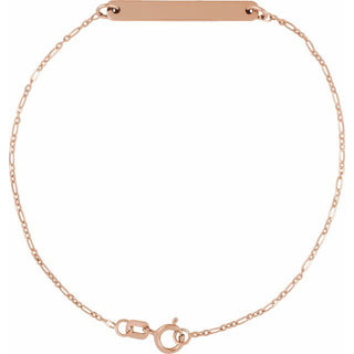 14K Rose Engravable Bar 7" Bracelet
