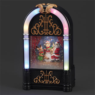 9-Inch Lighted Musical Swirl Band Juke Box Santa, Elf, Reindeer
