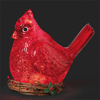8.75-Inch Lighted Swirl Cardinal Shape In Nest