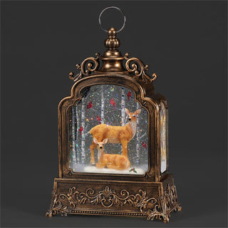 12-Inch Lighted Swirl Deer Family Cardinals In Birch Trees