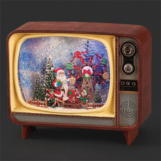 6.75-Inch Lighted Musical Swirl Tv - Santa With Ferris Wheel
